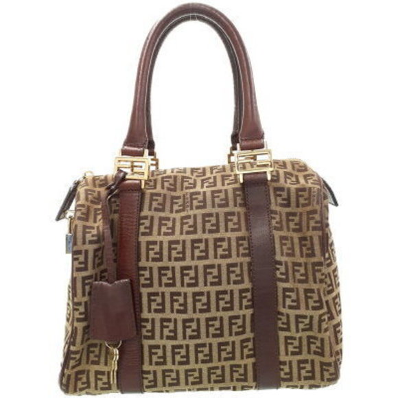FENDI Zucchino Boston Bag Handbag - Picture 1 of 8